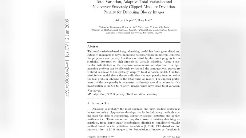블록형 이미지 디노이징을 위한 새로운 비선형 페널티와 적응형 TV 모델