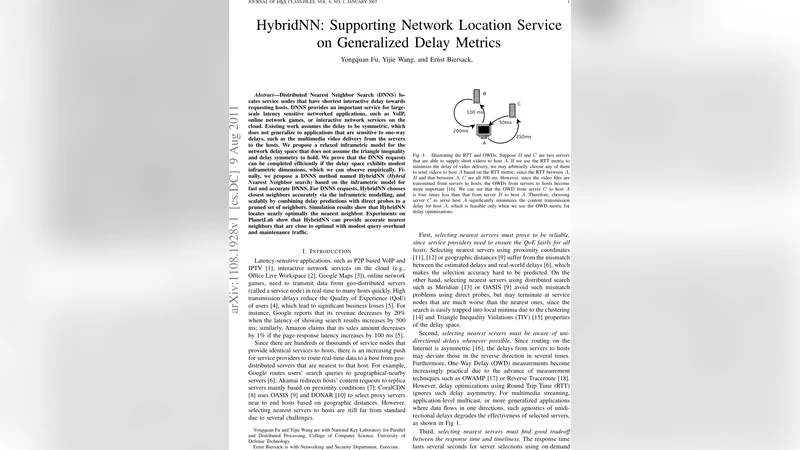 HybridNN 일반화된 지연 메트릭을 위한 네트워크 위치 서비스