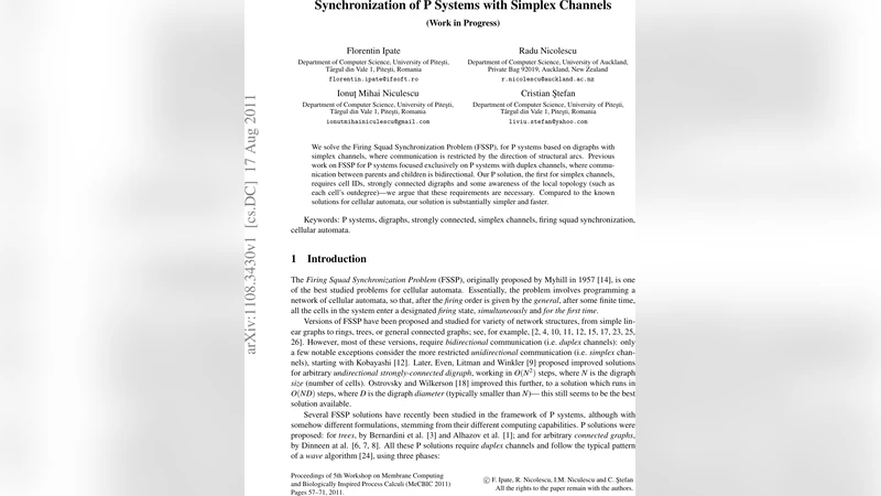 단방향 채널을 이용한 P 시스템 동기화