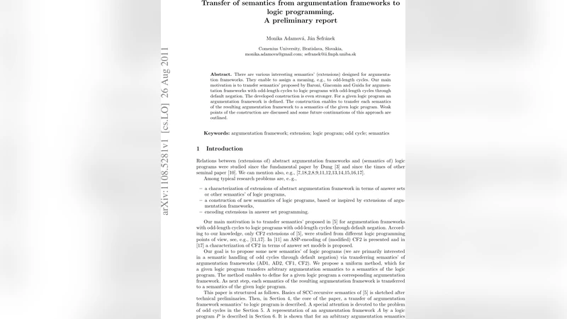 논증 프레임워크 의미 전이를 통한 논리 프로그램 새로운 의미 체계