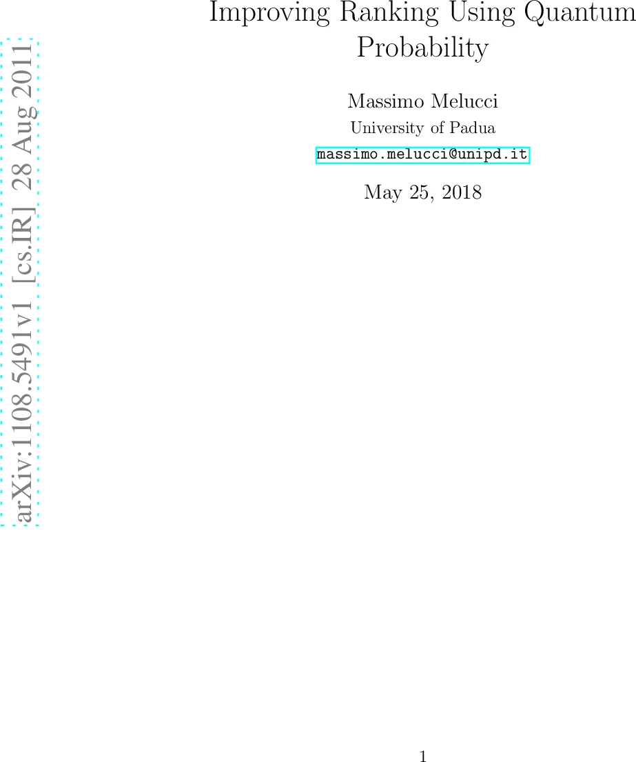 양자 확률 기반 정보 순위 향상