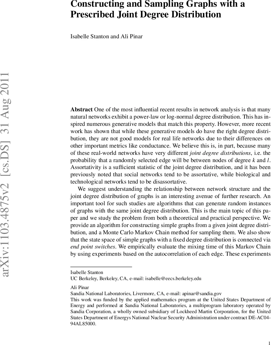 공동 차수 행렬을 이용한 그래프 생성 및 효율적 샘플링 방법