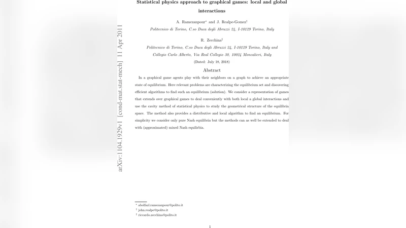 그래프 게임의 통계 물리학적 접근 지역 및 전역 상호작용