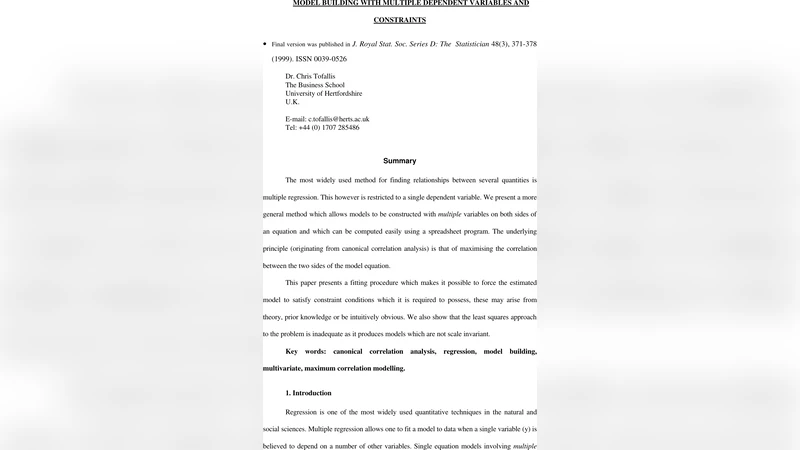 다변량 회귀와 제약조건을 활용한 최대 상관 모델링