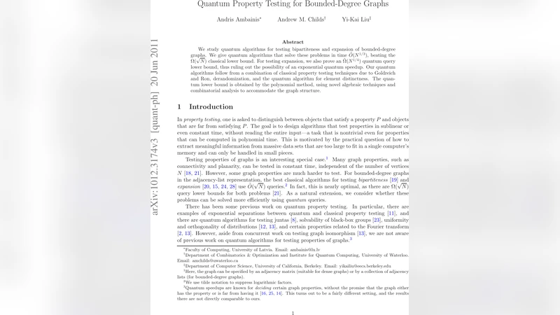 양자 알고리즘으로 보는 제한 차수 그래프의 속성 검사