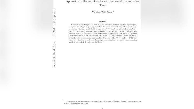 전처리 시간을 개선한 근사 거리 오라클