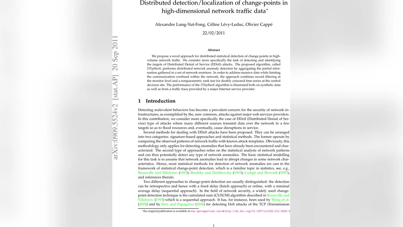 고차원 네트워크 트래픽에서 변화점의 분산 탐지와 위치 파악