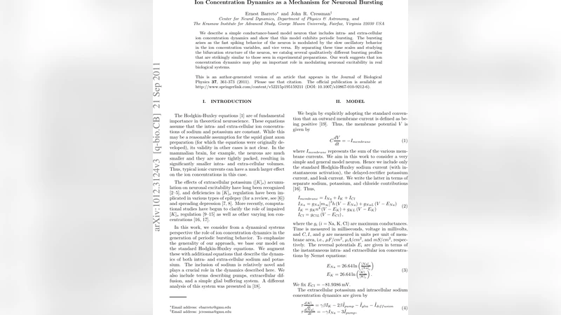 이온 농도 변화가 신경세포 폭발 발현 메커니즘