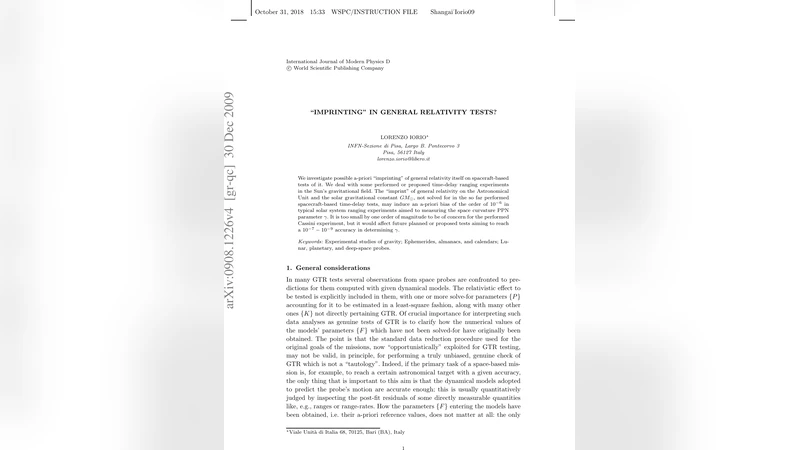 일반상대성 검증에 숨은 편향 천문단위와 태양 질량 상수의 사전 인쇄 효과