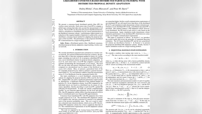 분산 제안밀도 적응을 통한 Likelihood Consensus 기반 입자 필터 혁신