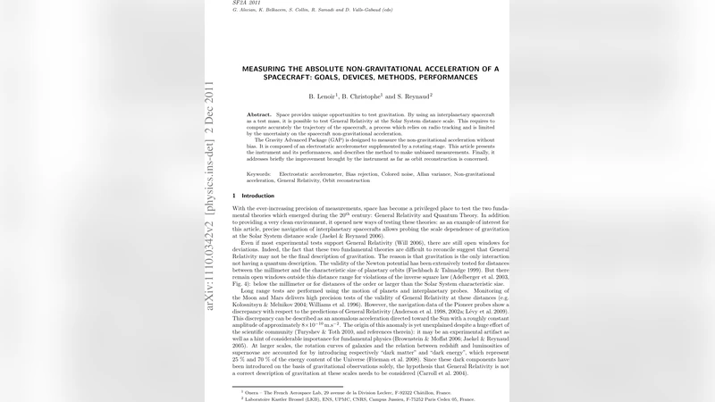 우주선 비중력 가속도 절대 측정: 목표·장치·방법·성능