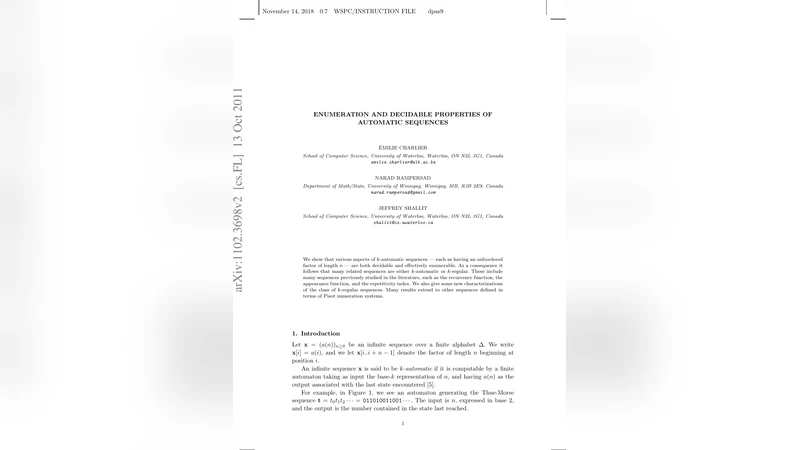 자동수열의 판정과 열거: 결정가능성 및 k‑정규성의 새로운 통합