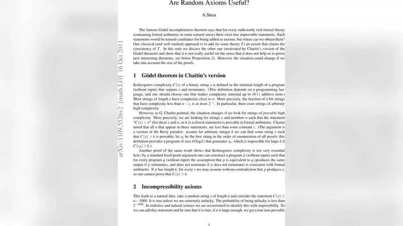 무작위 공리, 과연 수학을 풍부하게 할까