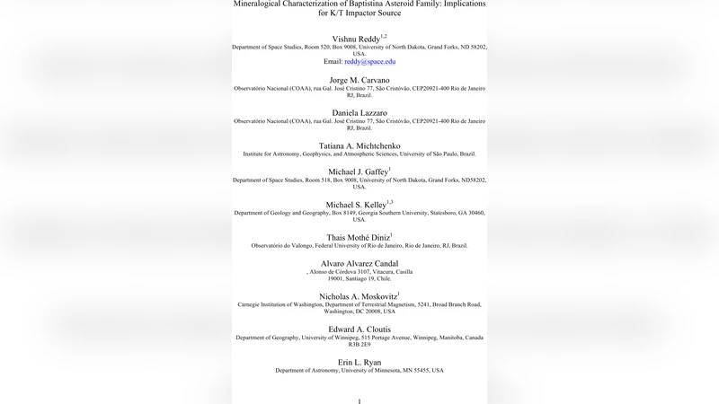 바프터스티나 가족의 광물학적 재평가와 K/T 충돌체 연관성 재검토