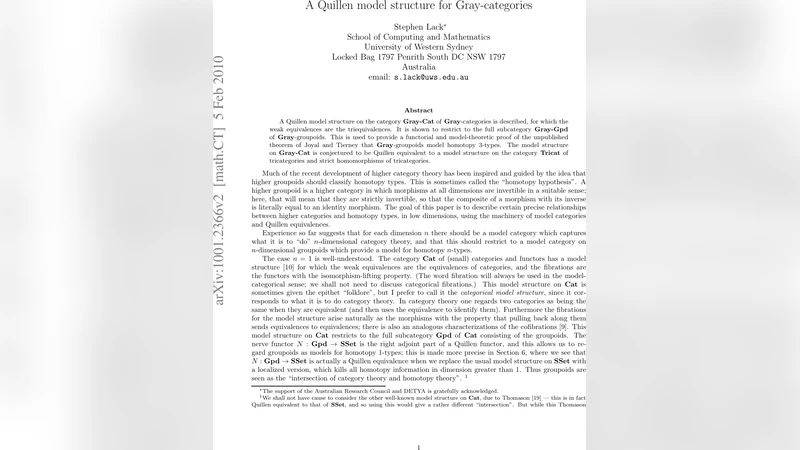 그레이 범주를 위한 퀸 모델 구조