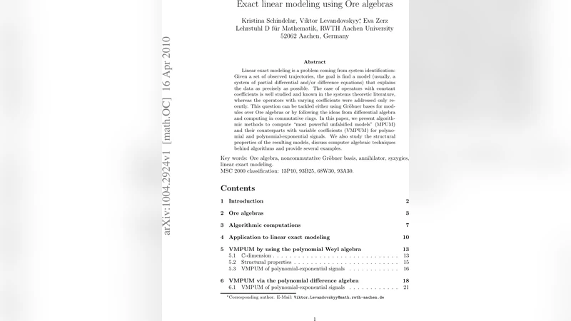 Ore 대수를 이용한 정확 선형 모델링