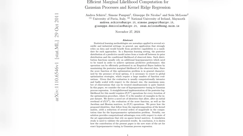 가우시안 프로세스 회귀를 위한 효율적인 주변가능도 계산 방법
