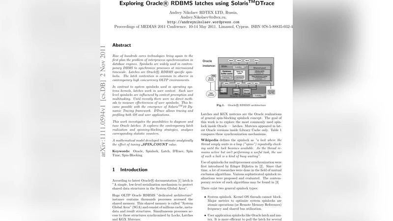오라클 래치 성능 진단과 튜닝: Solaris DTrace 활용