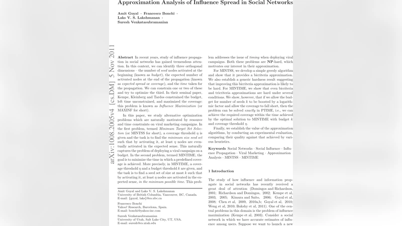 소셜 네트워크 영향 확산 근사 해법 분석