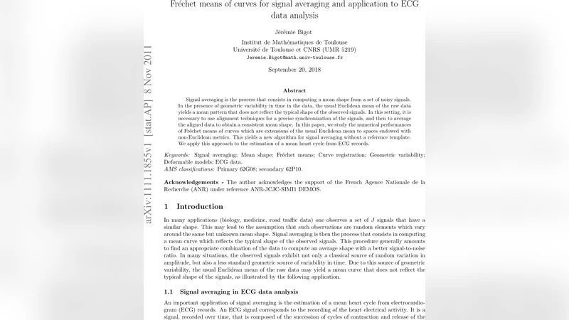 곡선 프레셰 평균을 이용한 신호 평균화와 ECG 데이터 분석