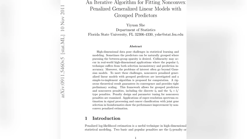 그룹화된 변수와 비볼록 페널티를 이용한 일반화 선형 모델의 효율적 추정 알고리즘