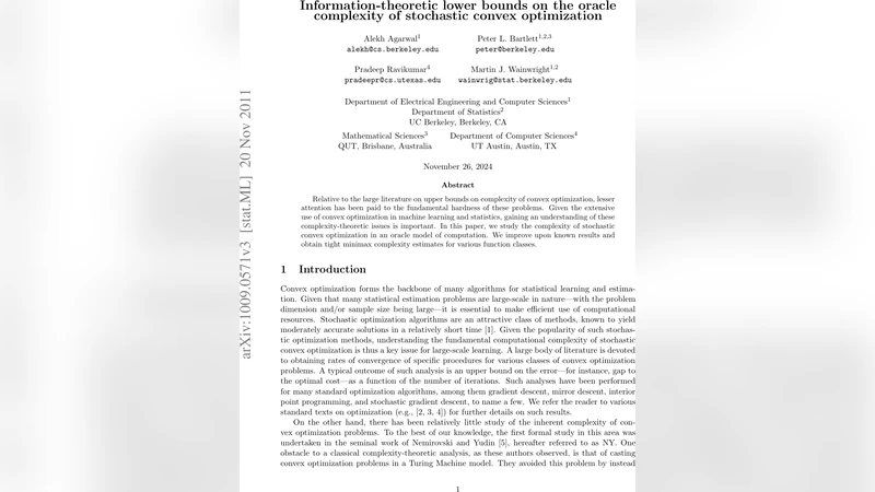 확률적 볼록 최적화의 오라클 복잡도에 대한 정보이론적 하한