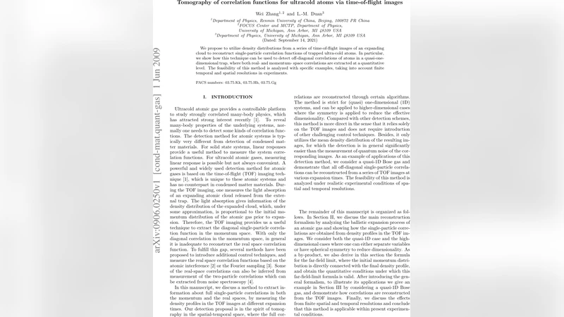 시간비행 영상으로 초저온 원자 상관함수 재구성