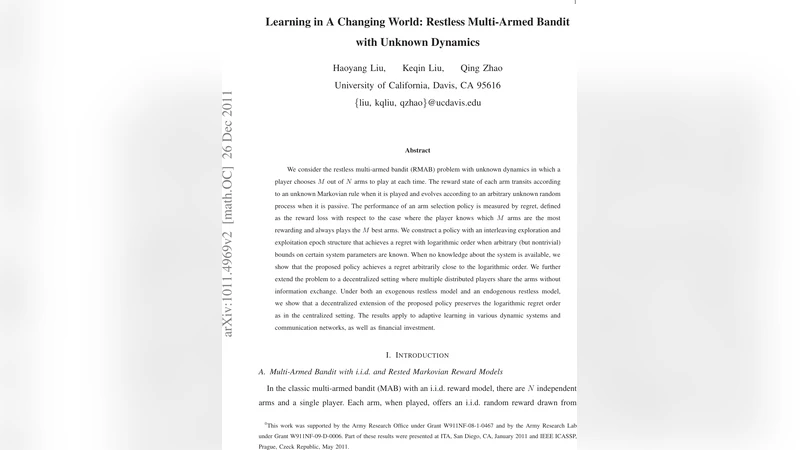 변화하는 세계에서 배우는 휴식형 다중팔 밴딧