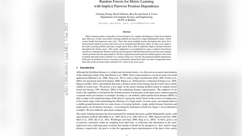 위치 의존성을 활용한 랜덤 포레스트 기반 메트릭 학습