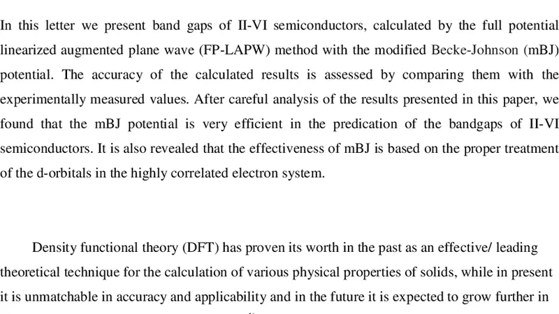 II VI 반도체 밴드갭 예측의 새로운 기준