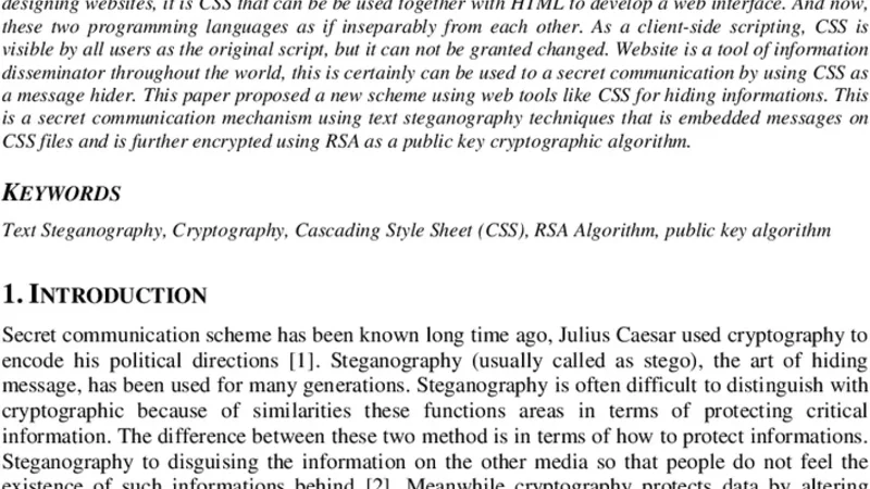 CSS 기반 텍스트 스테가노그래피와 RSA 공개키 암호를 이용한 안전한 정보 은닉 기법