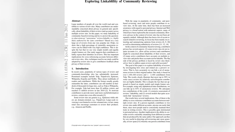 리뷰 익명성 위협 커뮤니티 리뷰 링크 가능성 탐구