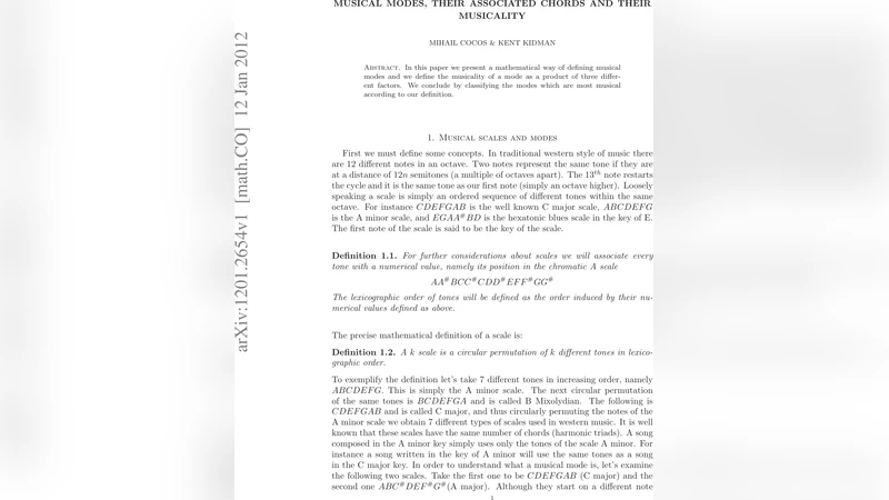 음악 모드와 화성 및 음악성 분석