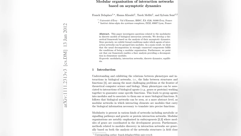 상호작용 네트워크의 모듈러 조직과 점근 동역학