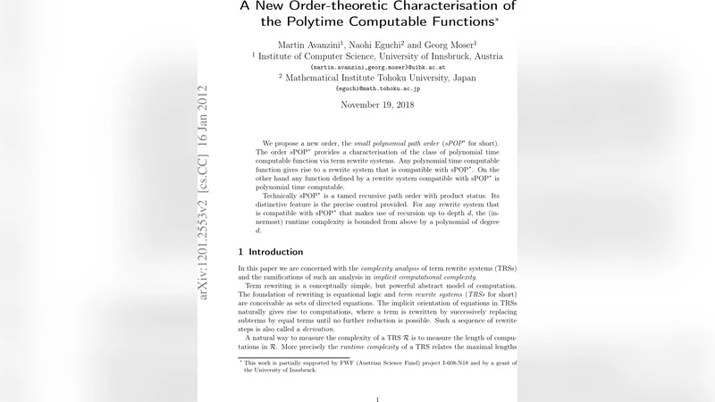 다항시간 함수의 새로운 순서론적 정의: sPOP