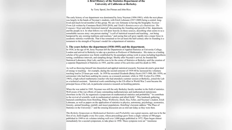 베클리 대학교 통계학과의 눈부신 성장 이야기