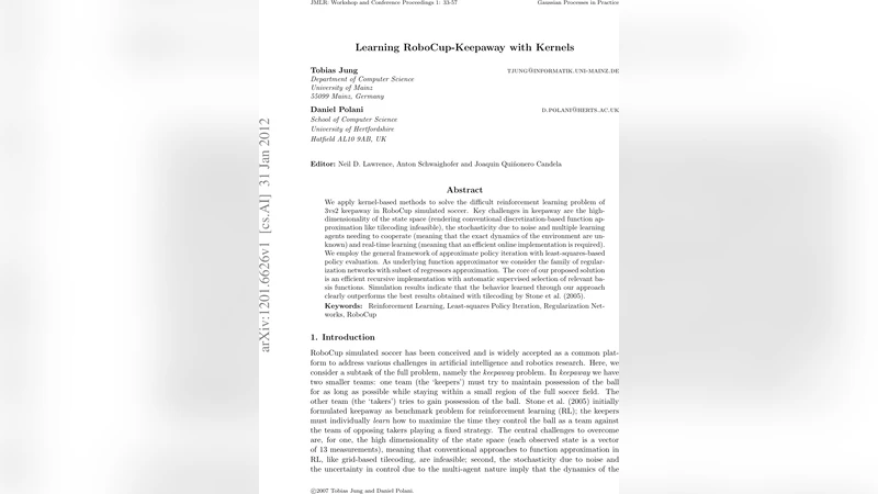 커널 기반 로보컵 킵어웨이 학습