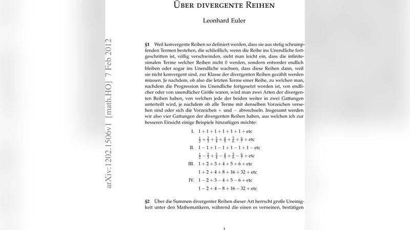 발산급수와 그 합의 새로운 해석
