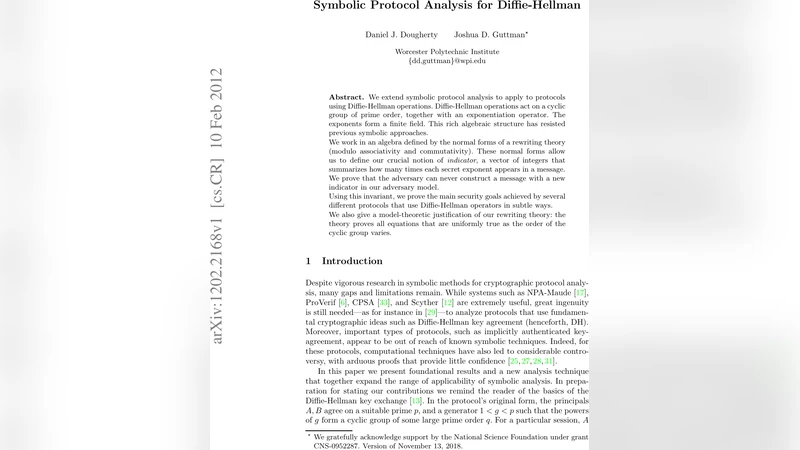 디피 헬만 프로토콜의 기호적 분석 혁신