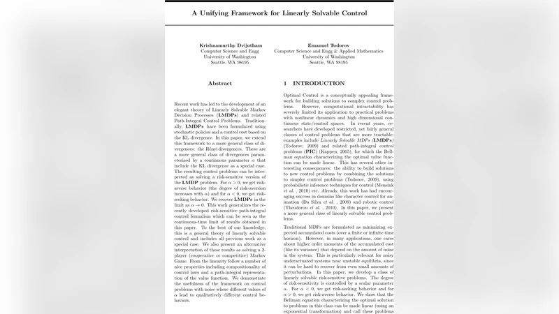 리니어 솔버블 제어의 통합 프레임워크