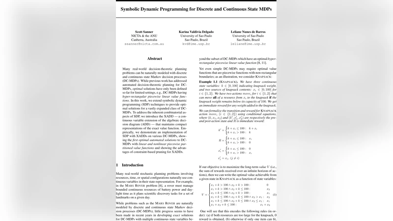 이산·연속 상태 마코프 의사결정 과정의 기호적 동적 프로그래밍