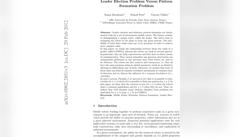 리더 선출과 임의 패턴 형성의 상호 등가성 연구