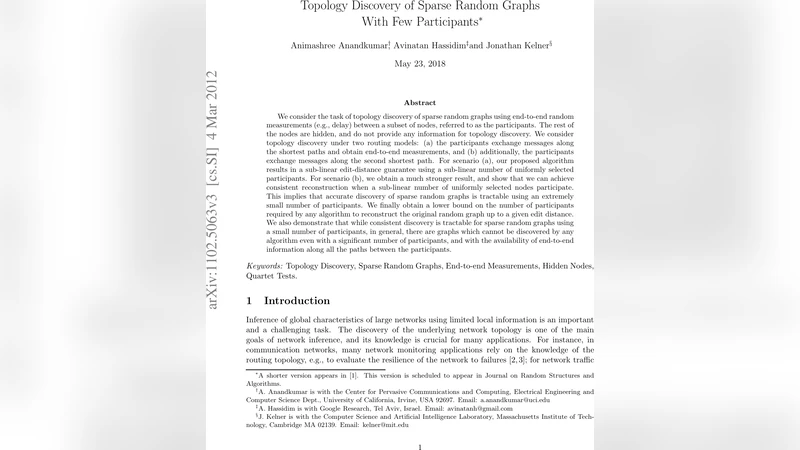 희소 무작위 그래프 위상 탐색 소수 참여자만으로 가능