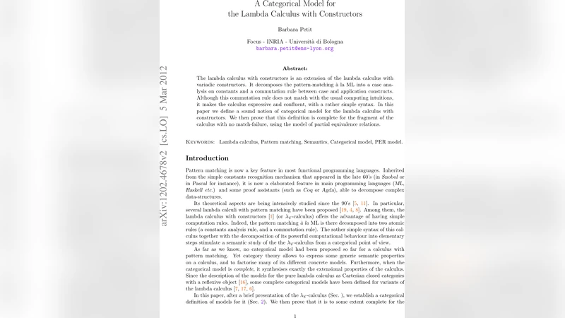 생성자를 갖는 람다 계산의 범주론적 모델