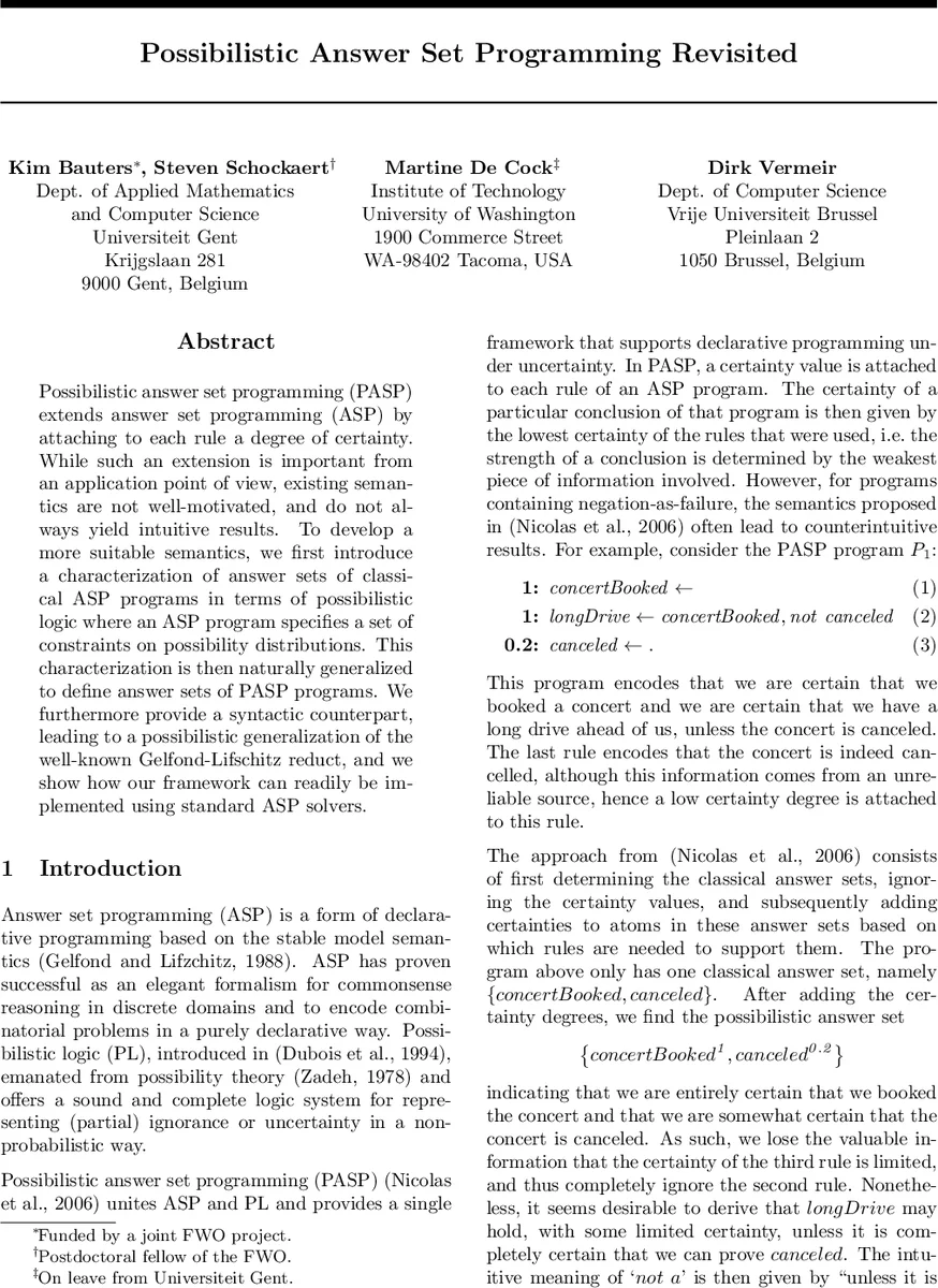 가능성 기반 답변 집합 프로그래밍 재조명