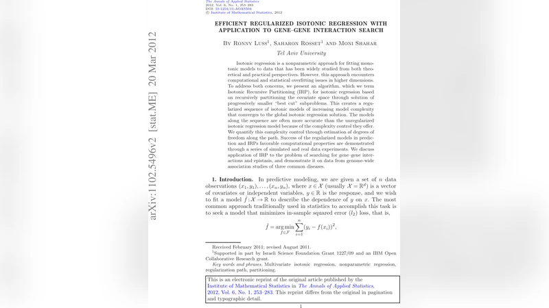 효율적인 정규화 등위 회귀와 유전자 상호작용 탐색