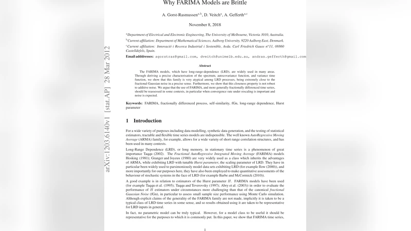 FARIMA 모델의 취약성 장기 의존성의 허울