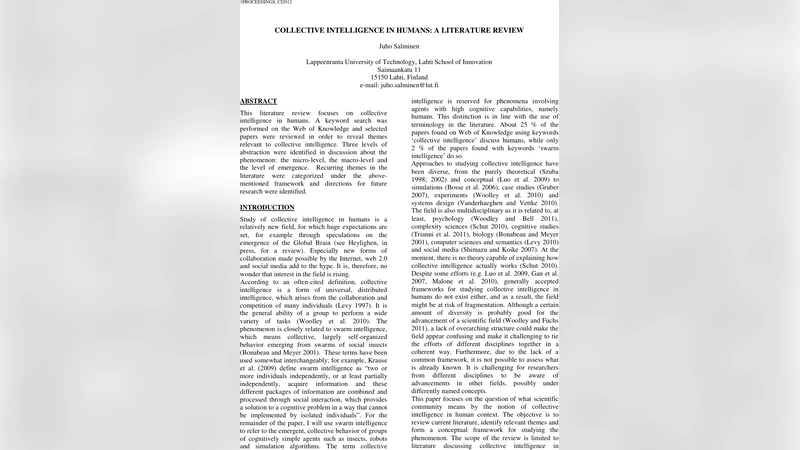 인간 집단지능 연구 동향 종합 분석