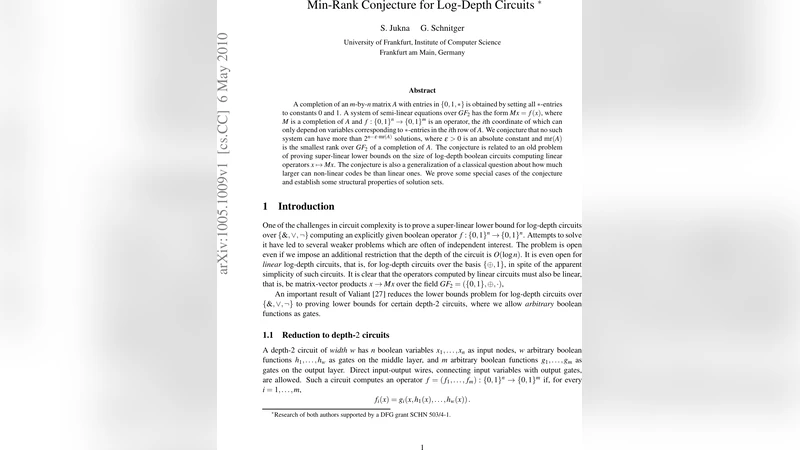 로그 깊이 회로를 위한 최소 랭크 추측