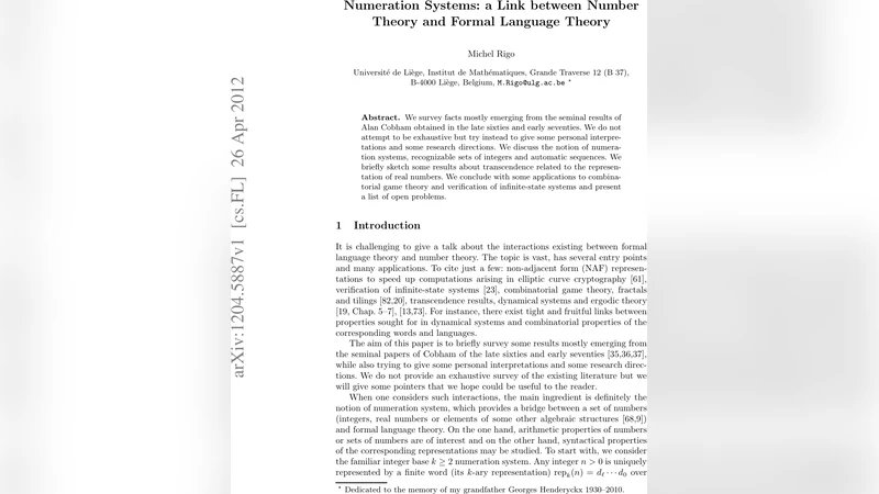 수 체계와 형식 언어 이론의 연결고리